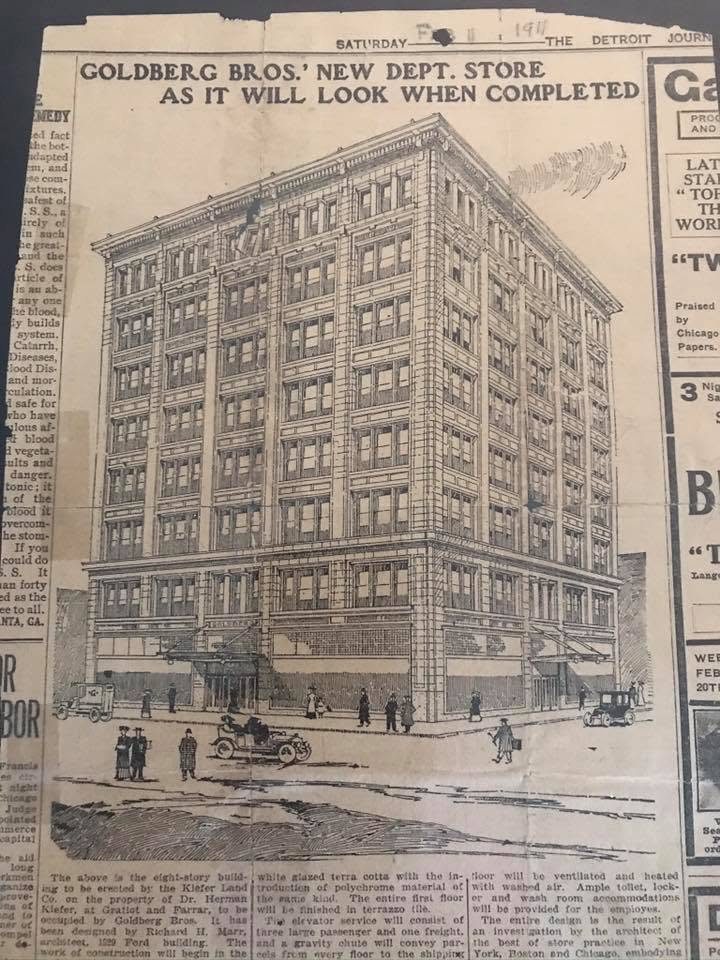 Drawing of the Kiefer Building, Gratiot Avenue, Detroit, 1911