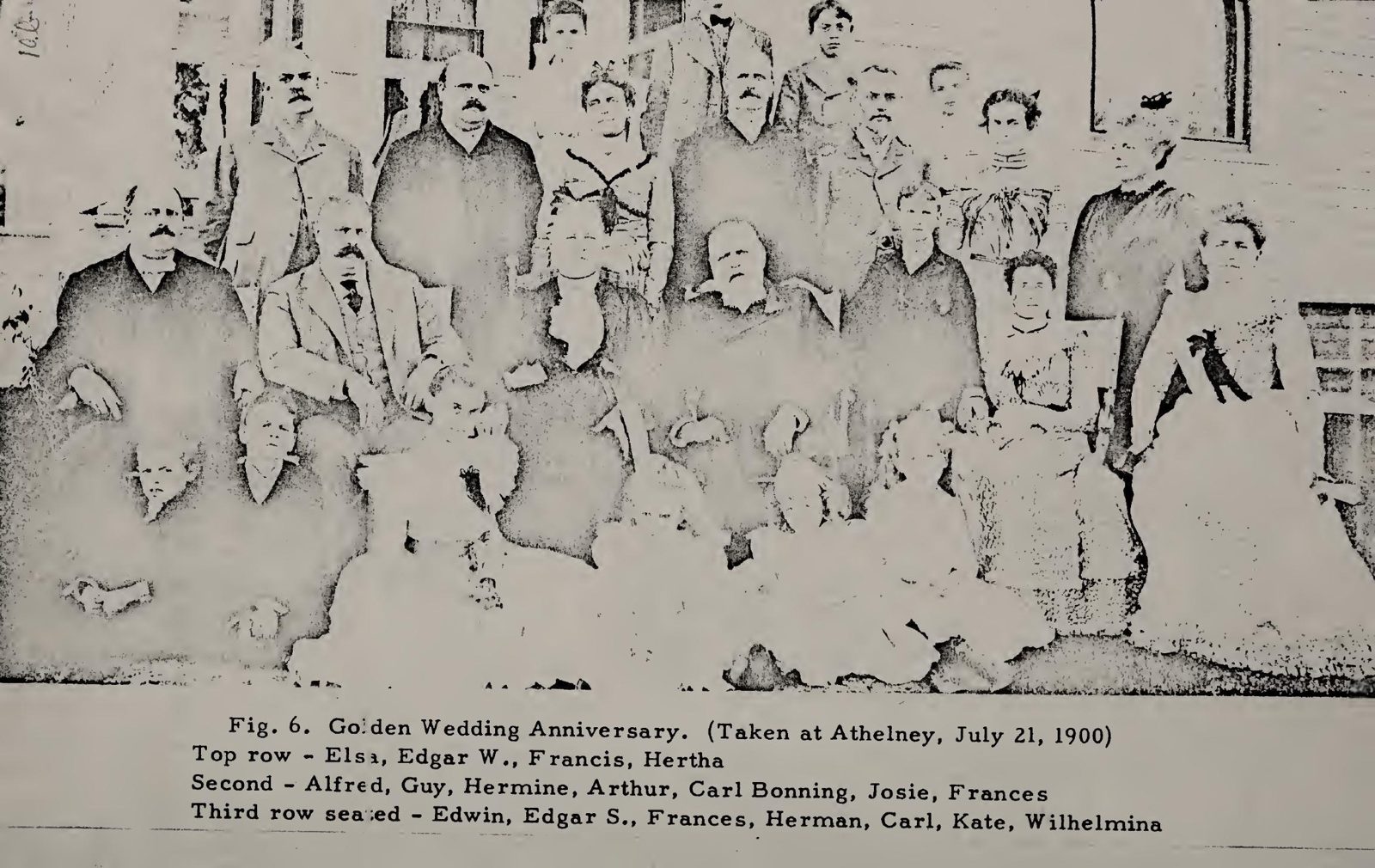 The Kiefer family at Herman and Frances's golden wedding, Athelney, 21 July 1900